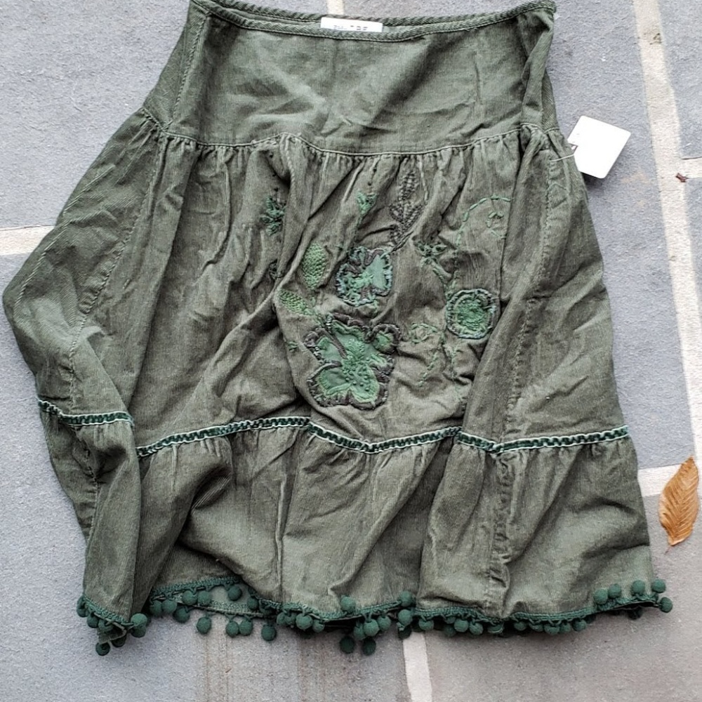 Zara corduroy pom pom skirt